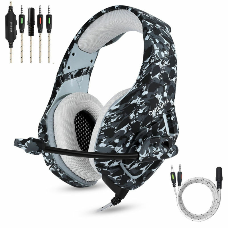 ONIKUMA K1 Gaming Headset for PS4 New Xbox One 3.5mm Over Ear Mic Camo Headphone