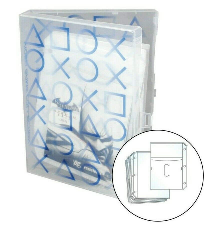 PlayStation Video Game Case, Stores 10 Discs and Graphic Books - Clear