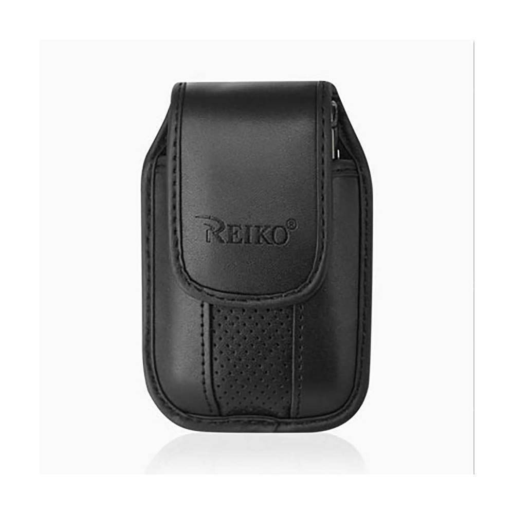 Black Leather Case with pinch clip fits Nokia 2720 flip phone