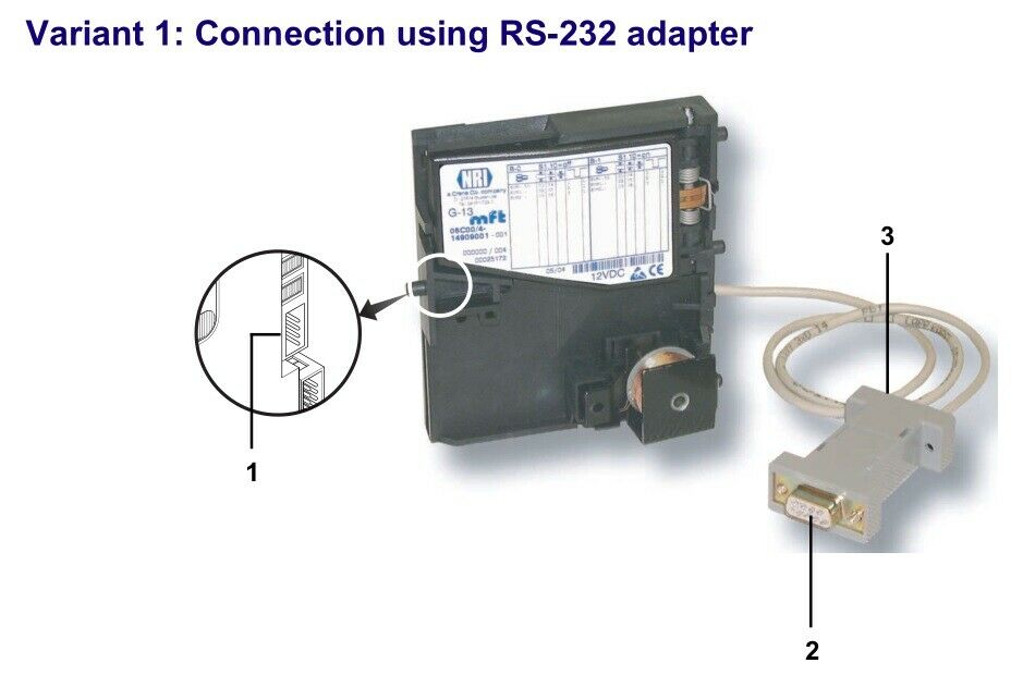 Coin acceptor G-13mft with CCTALK comm. adapter, vending, side